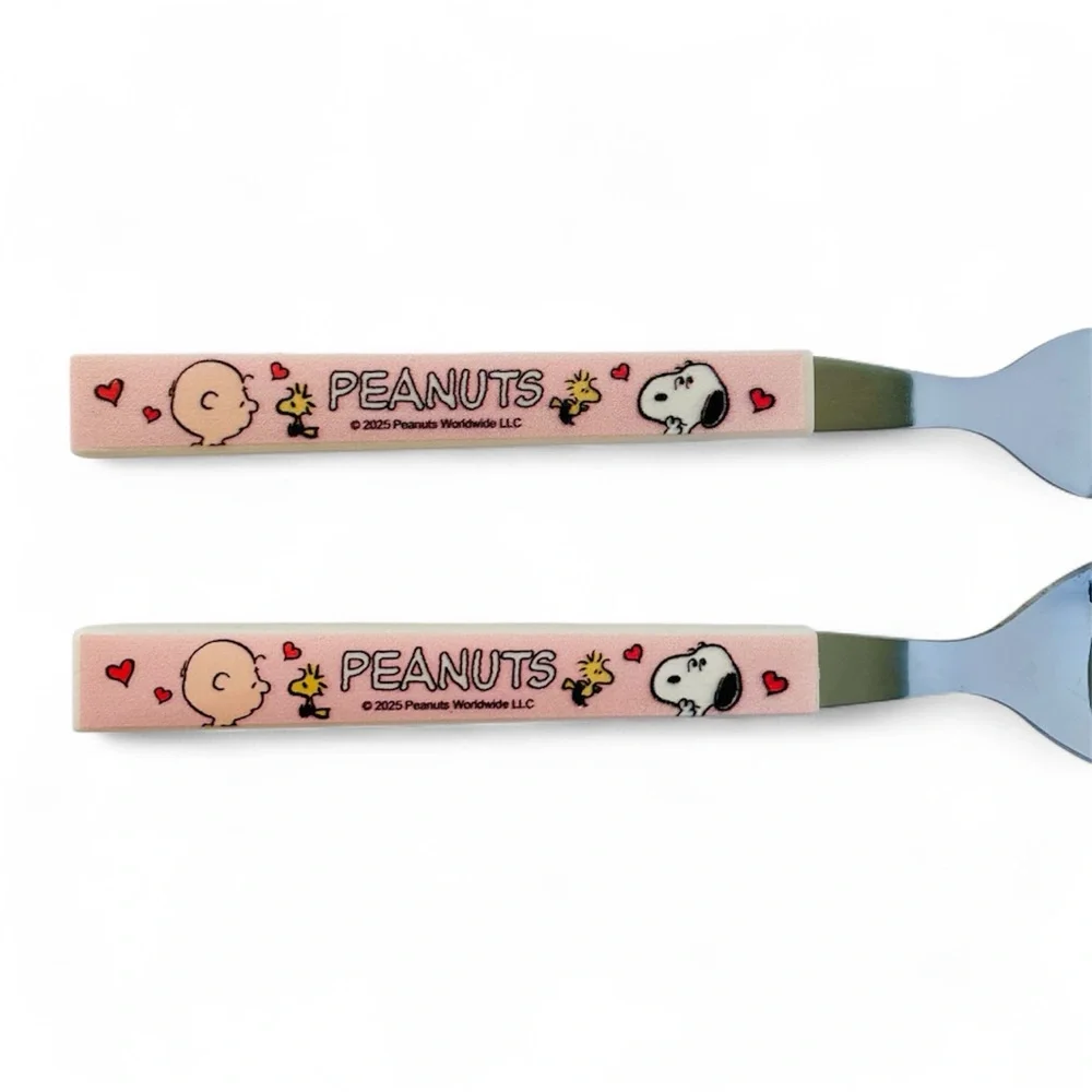 Snoopy Utensil Set Spoon & Fork w/ Case for Travel Camping Lunchbox Picnic Pink